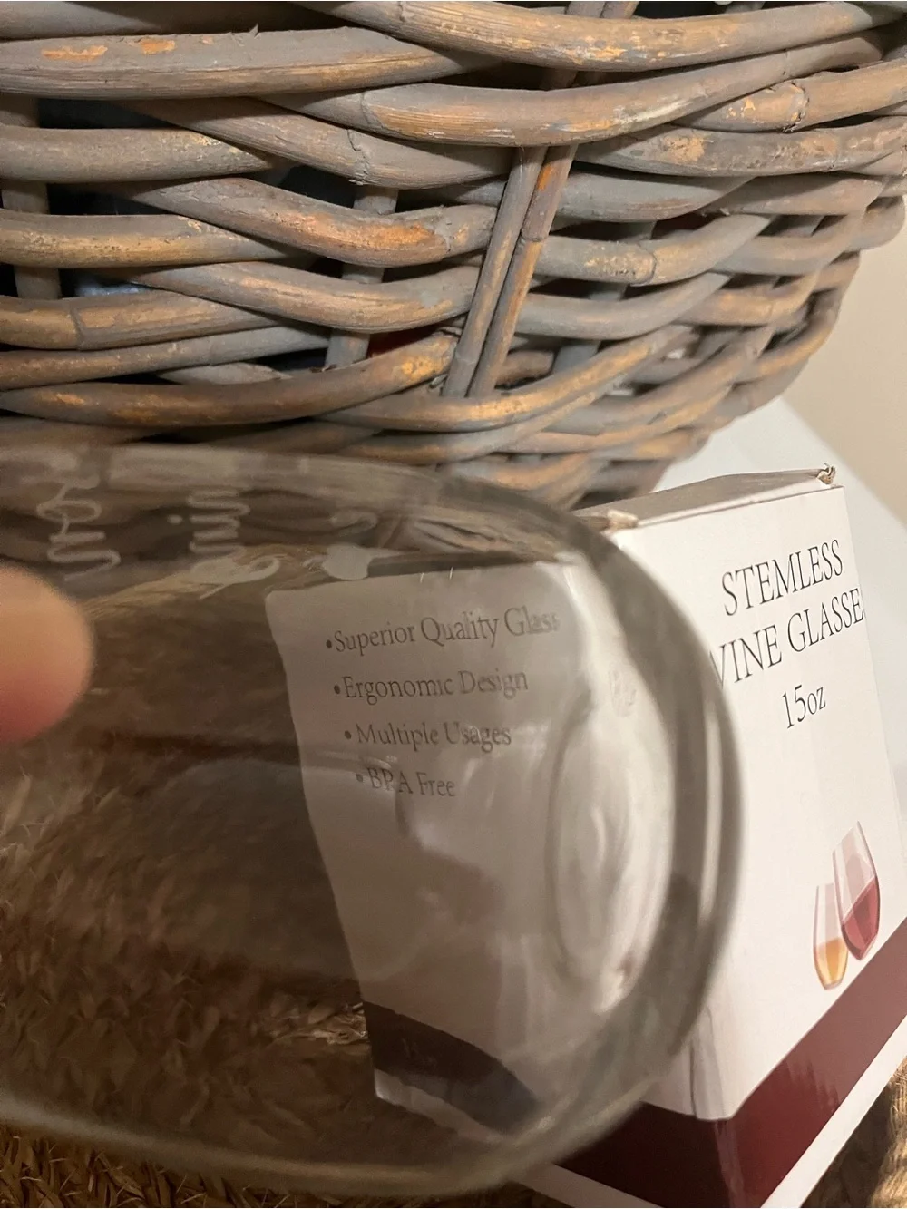 Stemless Wine Glass - Clear Glass (15 oz)